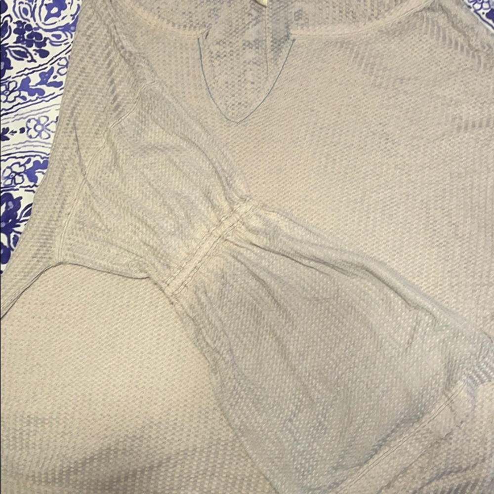 Free people puff sleeve waffle knit top